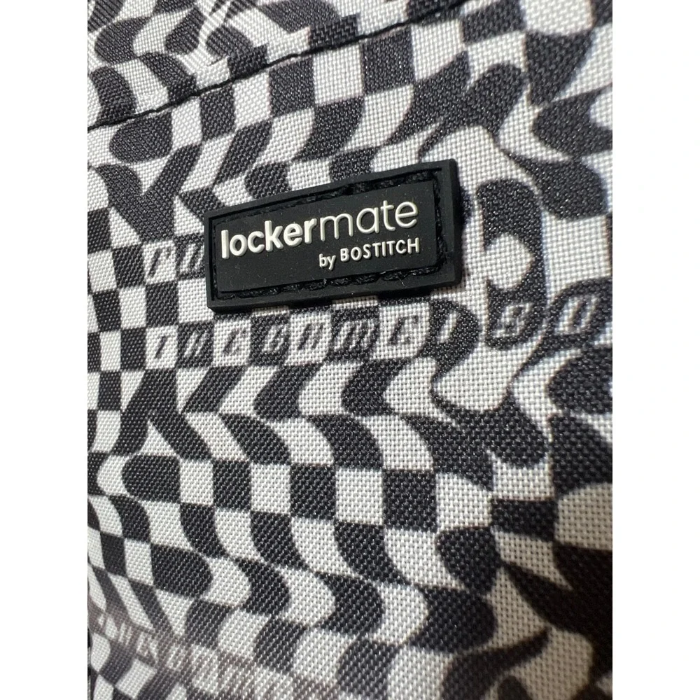 Lockermate by Bostitch Expandable Pencil Pouch Warped Checkerboard Black White